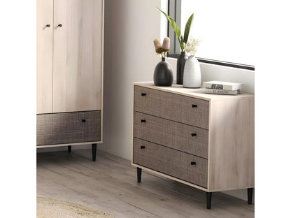 3-drawer chest in light oak - Ventoriq - W 90.5 x D 39.5 x H 72.5 cm PRHF56294