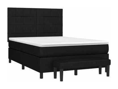 Upholstered bed base with mattress, black, 140x190 cm, fabric, SBPZ84926