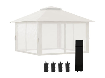 Pop-up folding garden gazebo/marquee, 3.92m x 3.92m x 2.83m, with ballast bags and carrying bag included, cream SGHZ00311