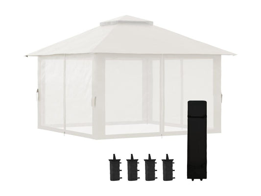 Pop-up folding garden gazebo/marquee, 3.92m x 3.92m x 2.83m, with ballast bags and carrying bag included, cream SGHZ00311