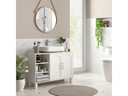 Vanity unit - 2 doors, 3 shelves - Cream MDF GGTX07996