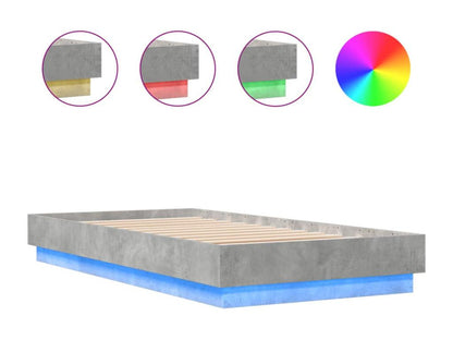 Bed frame without mattress with LED vents, concrete grey, 75x190cm SYOL48506
