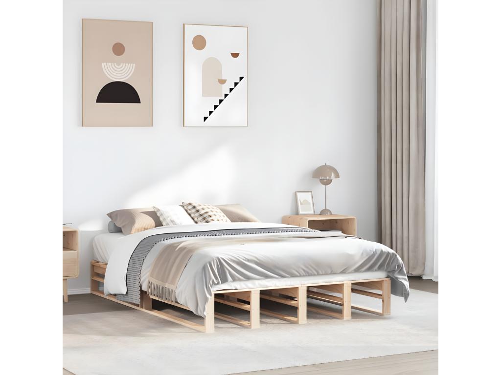 Bed frame without mattress 135x190 cm solid pine wood KFHV51690