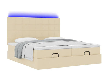 Ottoman bed frame with cream mattress 180x200 cm fabric LZIT35043
