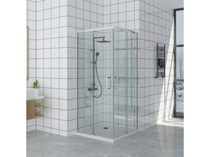 85x95 cm Ventoriq Extra Thin Black Shower Tray, 85x95 cm Shower Enclosure, 200 cm High, with Corner Opening JJVA15464