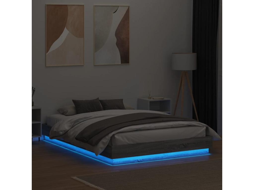 Bed frame with LED Boislis lighting, grey, 160x200 BTTU07510