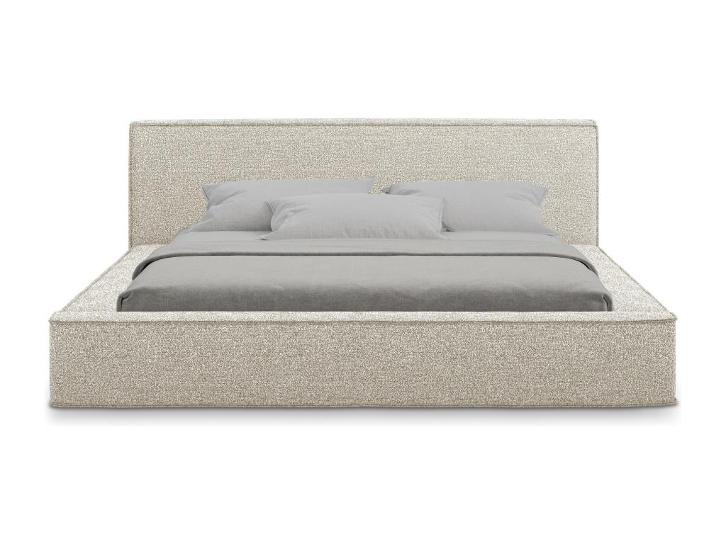 Upholstered bed with storage 220x240 - in Bouclé fabric - light beige - Ventoriq LCNI75751