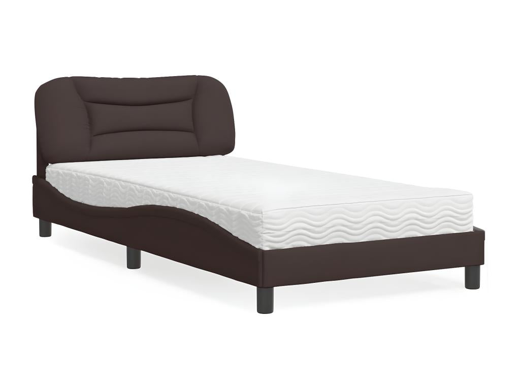 Bed with dark brown mattress 100x200 cm fabric BYJY30860