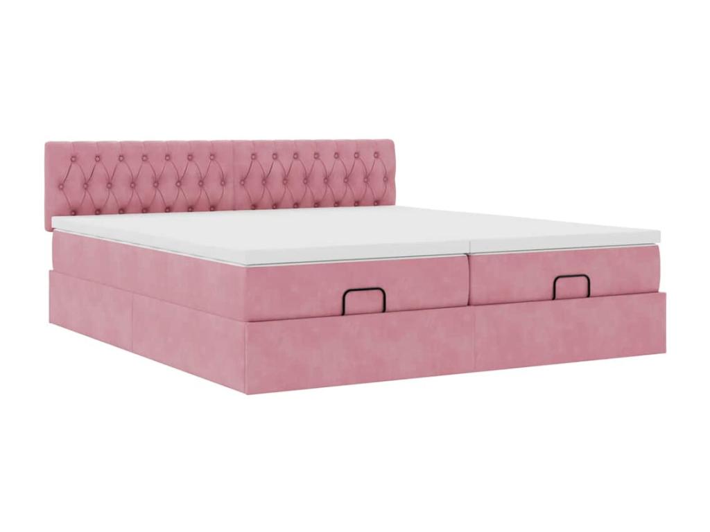 Ottoman bed frame with pink velvet mattress 160x200 cm MVWR77282