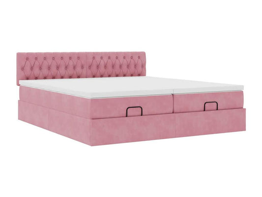 Ottoman bed frame with pink velvet mattress 160x200 cm MVWR77282
