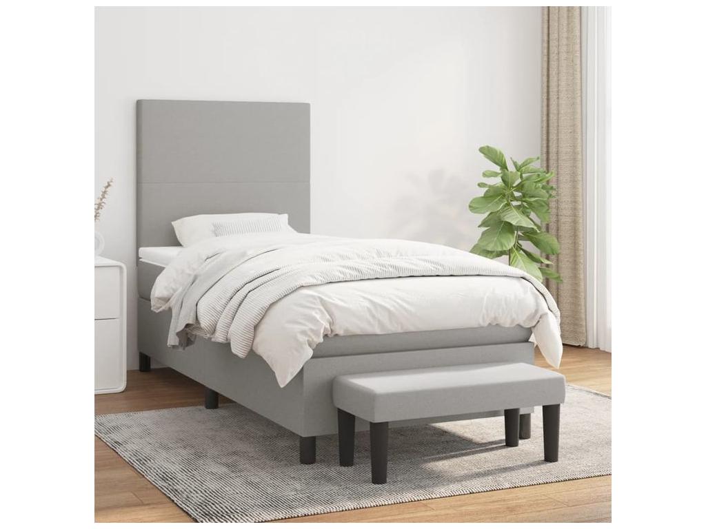 Ventoriq bed base with light grey mattress 90x200 Fabric FCYI23425