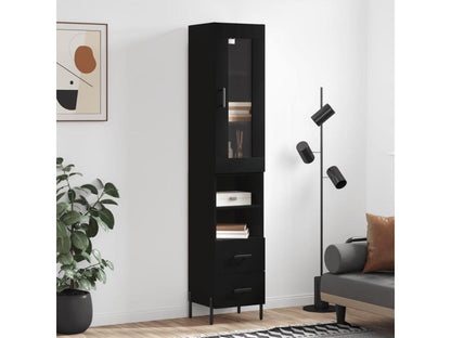 Highboard, Black, 34.5x34x180 cm, Engineered Wood, YVCX60530