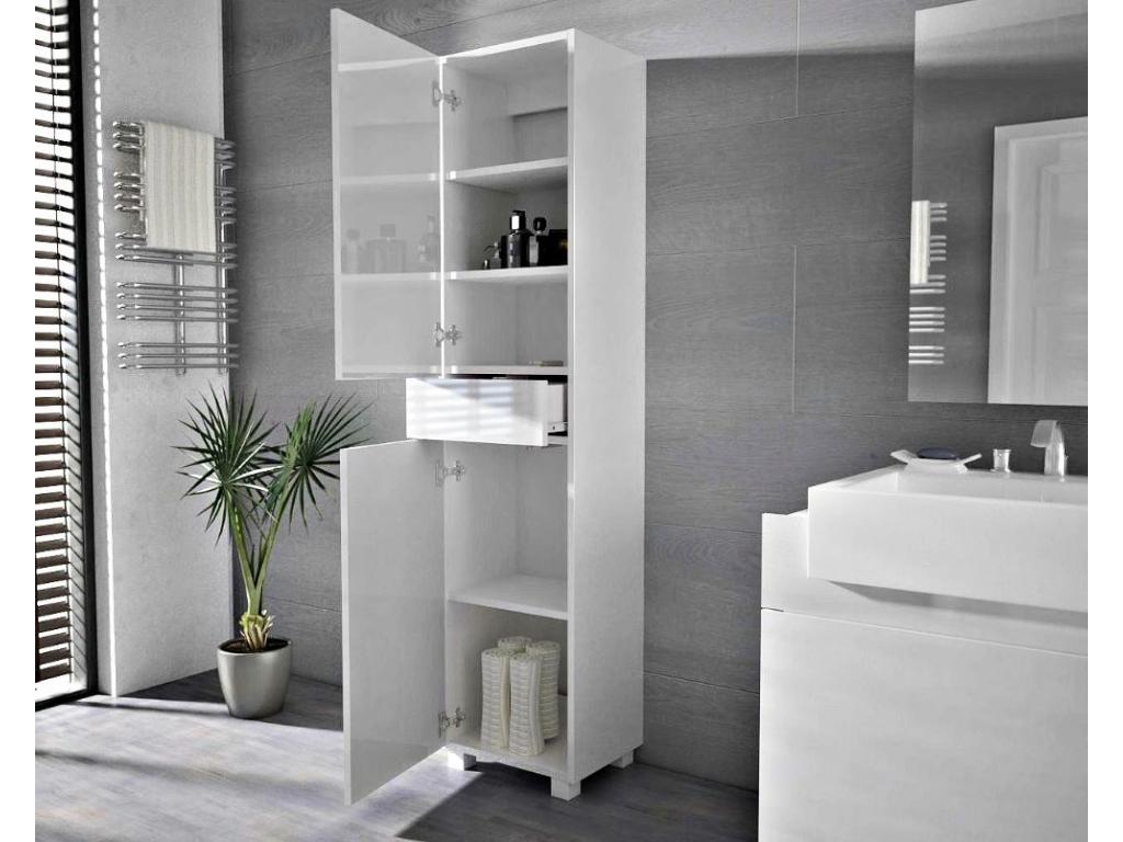 Lumenao 40cm White Lacquered Bathroom Column BM, wall-mounted or freestanding KBEN12540