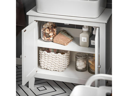 Under-sink cabinet for washbasin or sink, 2 shelves and 2 doors - White FRG202-W NWVM10453