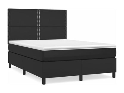 Upholstered bed base with mattress, black, 140x190 cm, faux leather, JVEZ46402