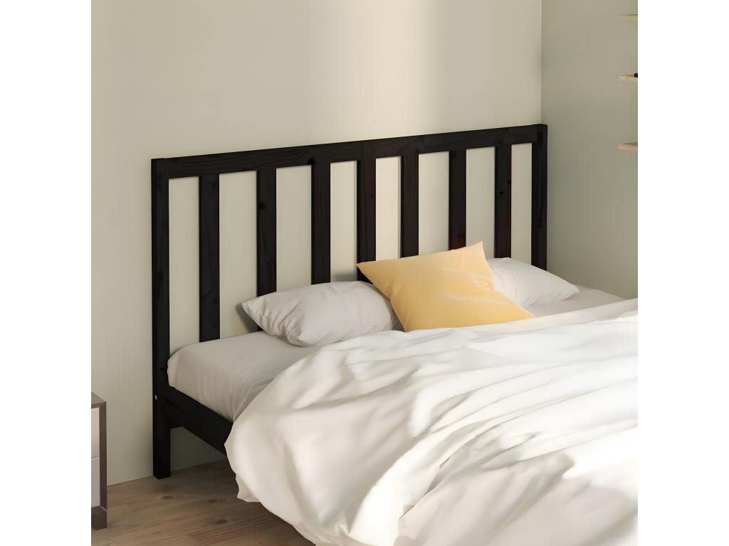 Black Headboard 126x4x100 cm Solid Pine Wood BSOH05787