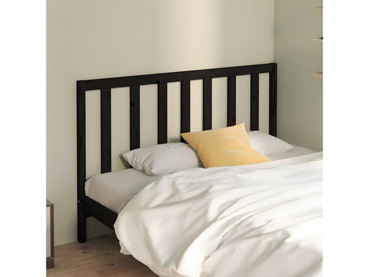 Black Headboard 126x4x100 cm Solid Pine Wood BSOH05787