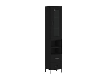 Highboard, Black, 34.5x34x180 cm, Engineered Wood, YVCX60530