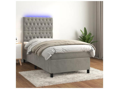 Lumenao bed base and mattress with LED, light grey, 90x190 cm, UTAT69636