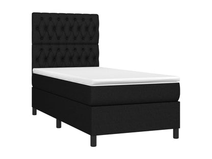 Upholstered bed base with mattress, black, 100x200 cm, fabric ODJO93597