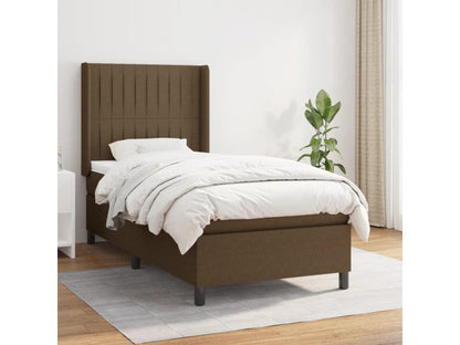Upholstered bed base with mattress, dark brown, 100x200 cm, SMPK16753
