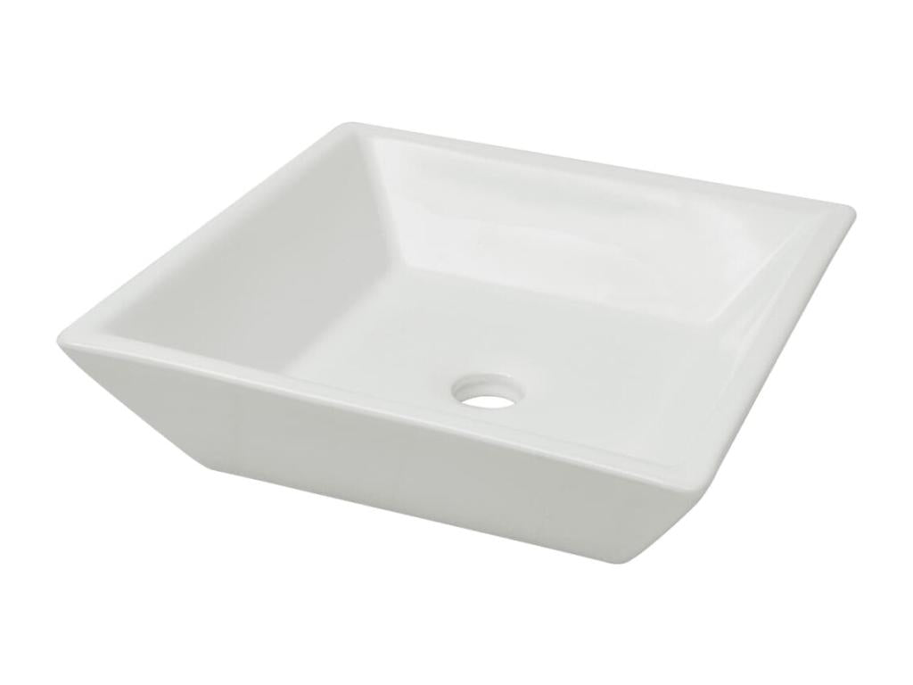 Square ceramic washbasin, white, 41.5 x 41.5 x 12 cm, 02 0002531 PFYT12007