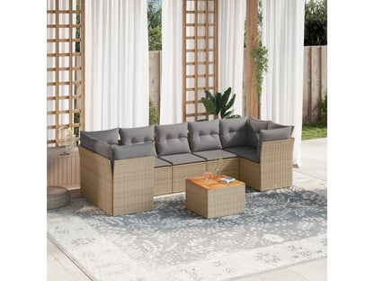 6-piece garden furniture set with cushions, beige woven resin, GZIW16716