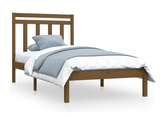 Bed frame without mattress, honey brown, 100x200 cm, solid wood, KUSW72827
