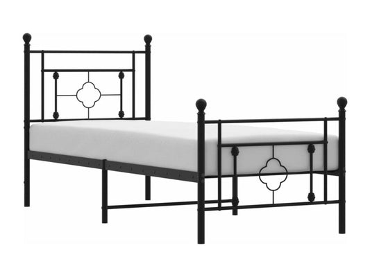 Metal bed frame with headboard/footboard, black, 75x190 cm WPPH22308