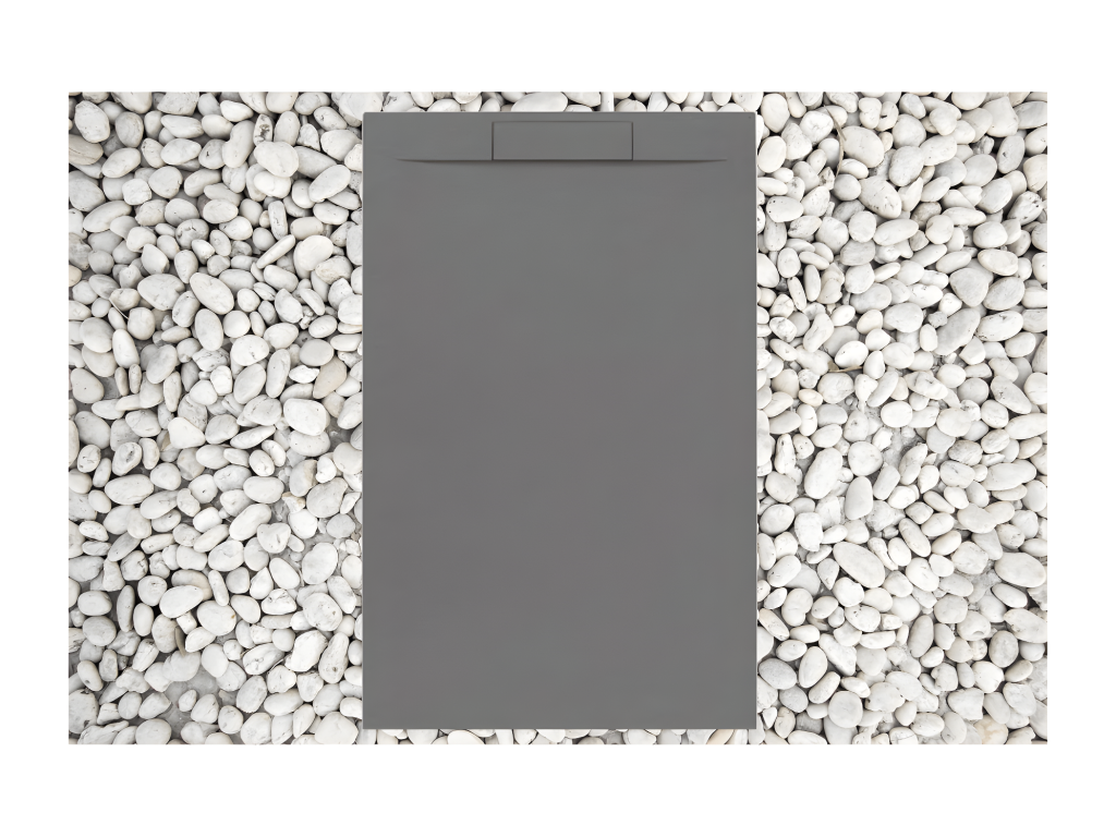 Shower tray 190x95 cm GREY RAL 7037 Ventoriq PLUS line In resin and marble powder With side grate IN MARBLE RESIN GGVS94780