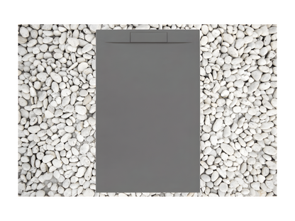 Shower tray 190x95 cm GREY RAL 7037 Ventoriq PLUS line In resin and marble powder With side grate IN MARBLE RESIN GGVS94780