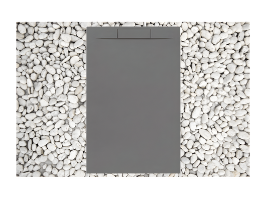 Shower tray 190x95 cm GREY RAL 7037 Ventoriq PLUS line In resin and marble powder With side grate IN MARBLE RESIN GGVS94780