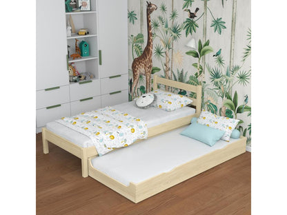 N01 Light Pine Wooden Trundle Bed 120x200 NUVX93008