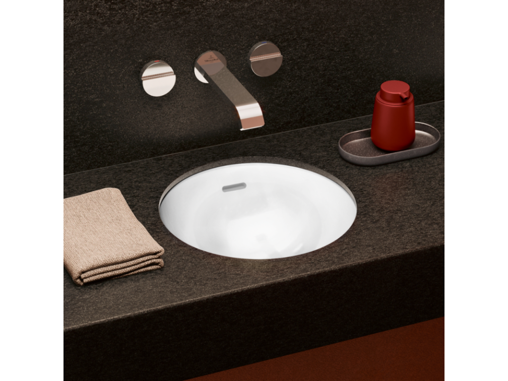 39x39 round undermount washbasin Ventoriq ET BOCH Ventoriq / Friends TitanCeram white with overflow EDWM12178