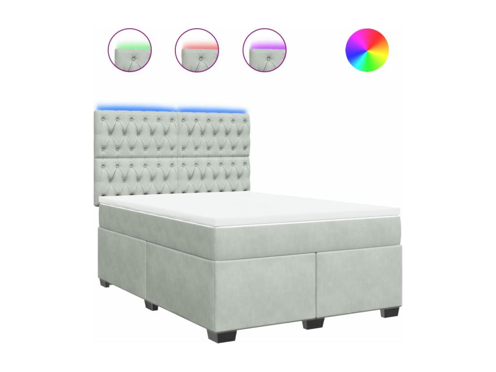 Ventoriq bed base and mattress, light grey, 160x200cm, velvet, LEMC97681