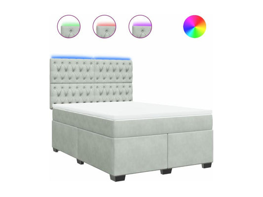 Ventoriq bed base and mattress, light grey, 160x200cm, velvet, LEMC97681