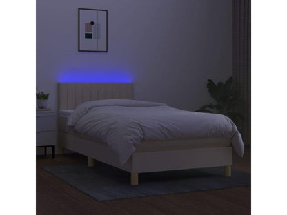 Ventoriq bed base with LED mattress, Cream, 80x200 cm, Fabric ULNX55572