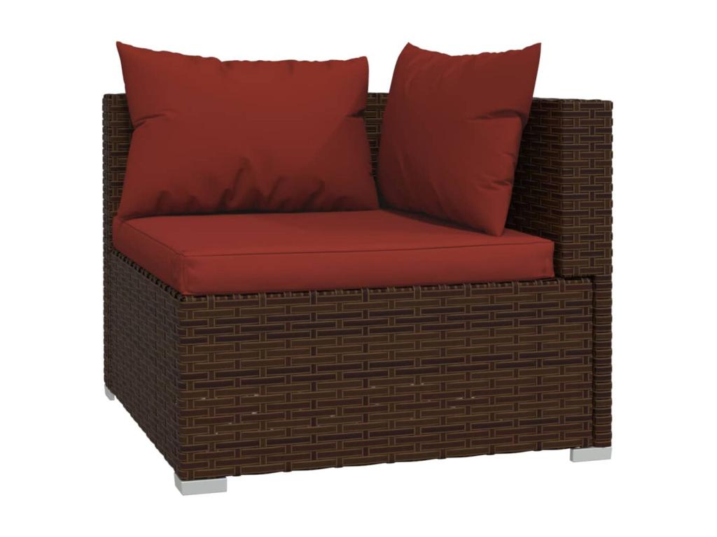 9-piece garden furniture set with cushions, brown woven resin, OPKA13850