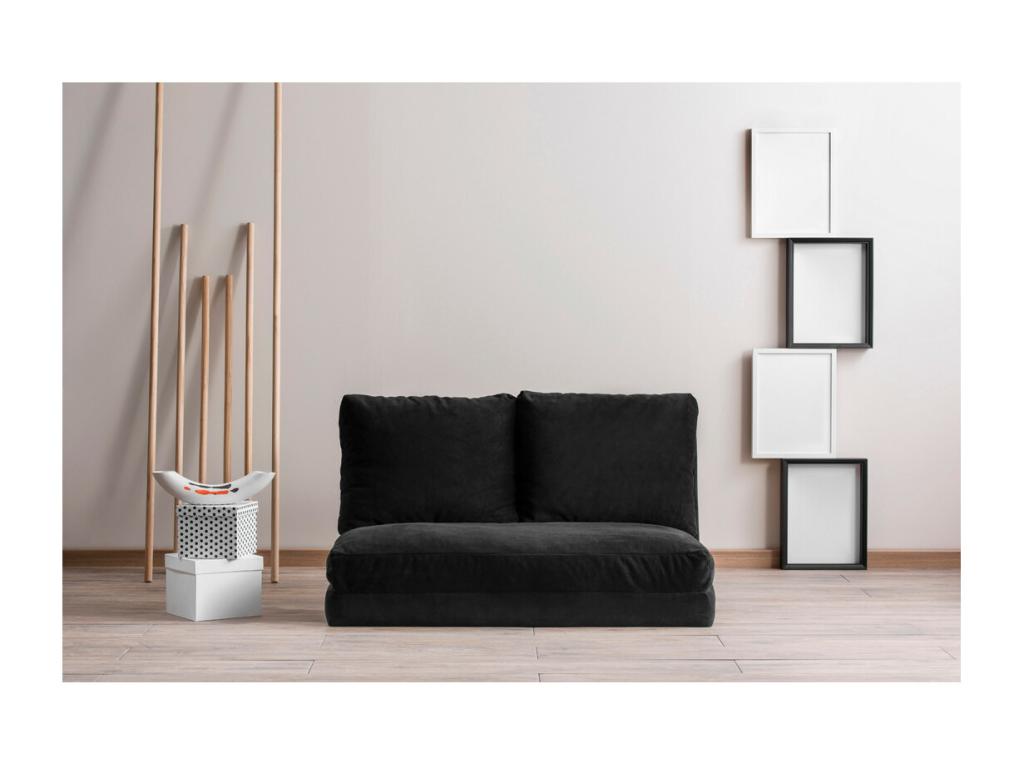 Ventoriq Multi-Position Convertible Velvet Armchair - Black - 2-Seater XWLN43599