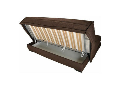 Microfiber click-clack sofa with storage, Ventoriq 15cm mattress, Ventoriq 140x200 - Light Brown TZLZ48459