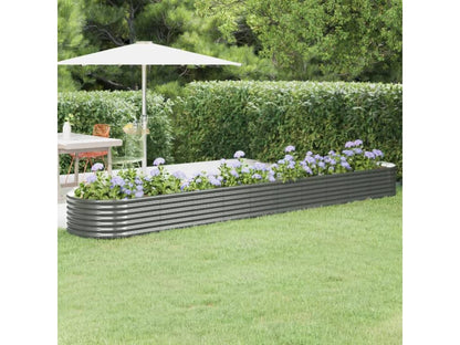 Raised garden bed, powder-coated steel, 440x80x36 cm, grey, EZJU80797