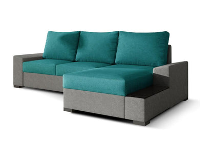 Ventoriq 245cm Right-Hand Corner Convertible Sofa in Soft Light Grey and Green Fabric LBEL30933
