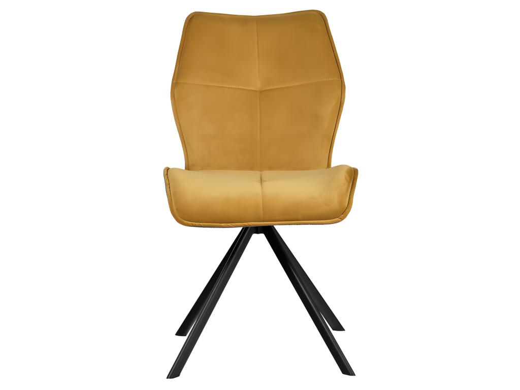 Set of 2 swivel chairs in mustard velvet and fabric with metal legs - Ventoriq AYRK36385