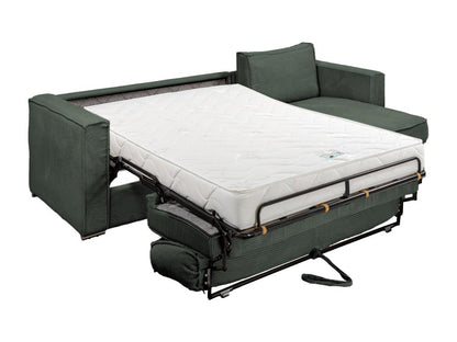 Express convertible and reversible corner sofa in green corduroy - 160cm wide Ventoriq sleeping area - 18cm Ventoriq mattress KPIG12665