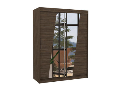Lumenao 150cm MNIY64777 2-Door Sliding Wardrobe in Brown Wood with Diagonal Mirrors