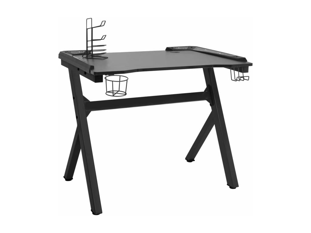 Y-shaped LED gaming desk, black, 110x60x75 cm, KEMP02828