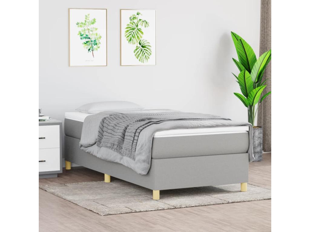 Bed frame without mattress, light grey, 90x200 cm, fabric BBCG58342