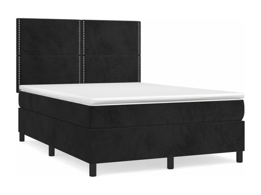 Upholstered bed base with mattress, black, 140x190 cm, velvet, XIZL35631