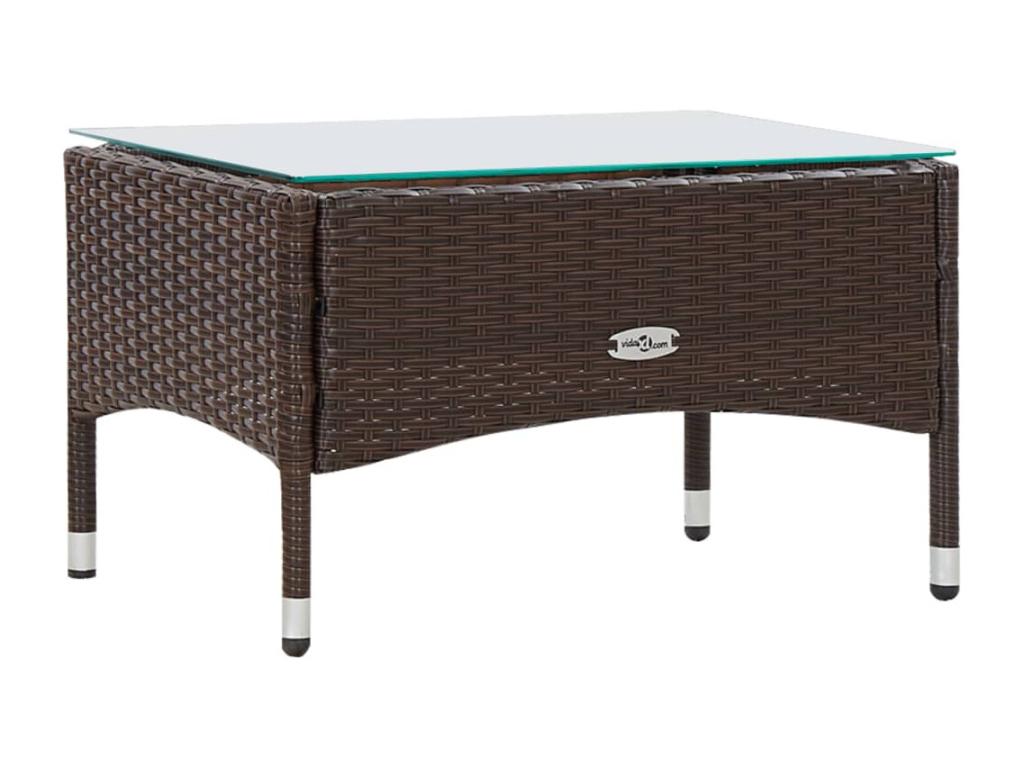 4-piece garden furniture set with cushions, brown woven resin DWXP57489