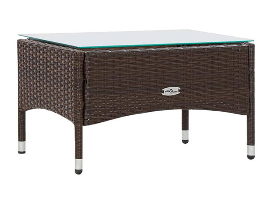 4-piece garden furniture set with cushions, brown woven resin DWXP57489